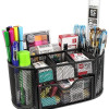 Organiseur de bureau - 9 compartiments - Métal - Noir - Pour le bureau