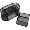 Organiseur de bureau - 9 compartiments - Métal - Noir - Pour le bureau