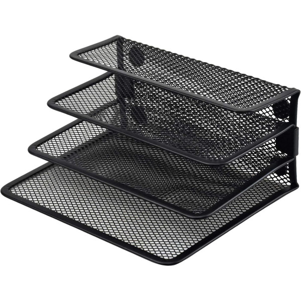 Trieur de courrier - Porte-lettres - 4 compartiments - Métal - Noir - Pour le bureau