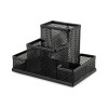 photo-Organiseur de bureau - 4 compartiments - Métal - Noir - Pour le bureau