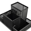 Organiseur de bureau - 4 compartiments - Métal - Noir - Pour le bureau