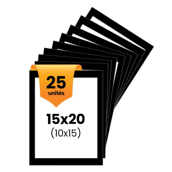 photo-25 passe-partout - Noir - 15x20cm - Photo 10x15cm - Pour cadre - Encadrement