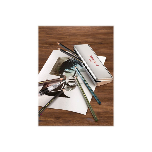 Crayons graphite - Aquarellable - Coffret 6 crayons + pinceau à eau - Carand' Ache