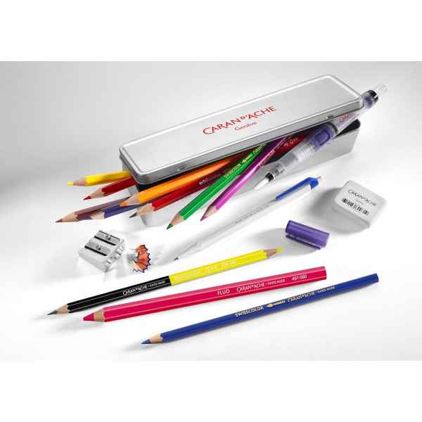 Coffret - 16 pièces - Crayons + pinceau à réservoir + accessoires - Carand'Ache
