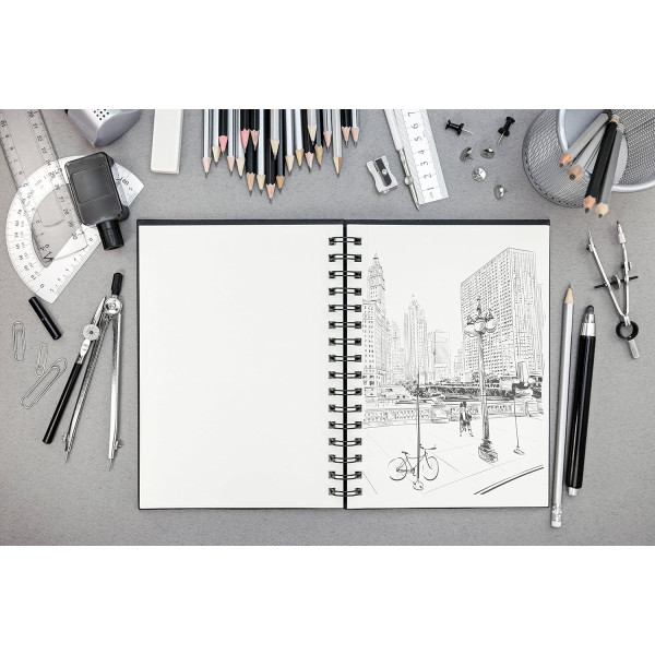 Carnet - Croquis - A4 - Portrait - Spirale - 64 pages - 140g - Lisse - Clairefontaine - Goldline