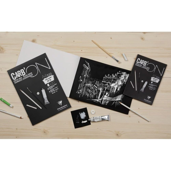 Bloc - A3 - Dessin - Feutre - Pastel - 20 feuilles - 120g - Clairefontaine - Carb'On