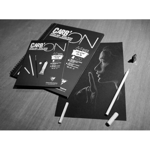 Bloc - A3 - Dessin - Feutre - Pastel - 20 feuilles - 120g - Clairefontaine - Carb'On