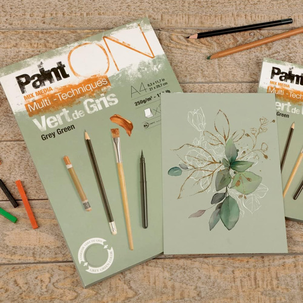 Bloc - A2 - Multi techniques - Vert - 30 feuilles - 250g - Clairefontaine - Paint'On