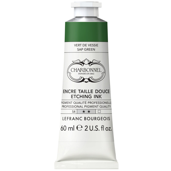 photo-Encre taille douce - Pour la gravure - Vert de vessie - 552 - Charbonnel - Tube 60ml