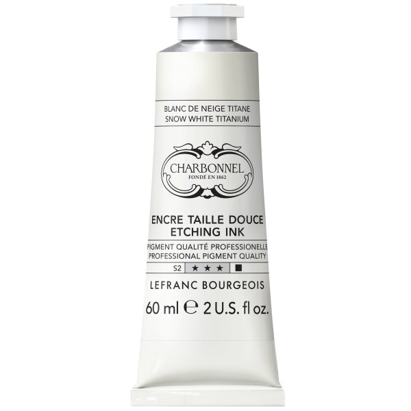 photo-Encre taille douce - Pour la gravure - Blanc neige titane - 916 - Charbonnel - Tube 60ml