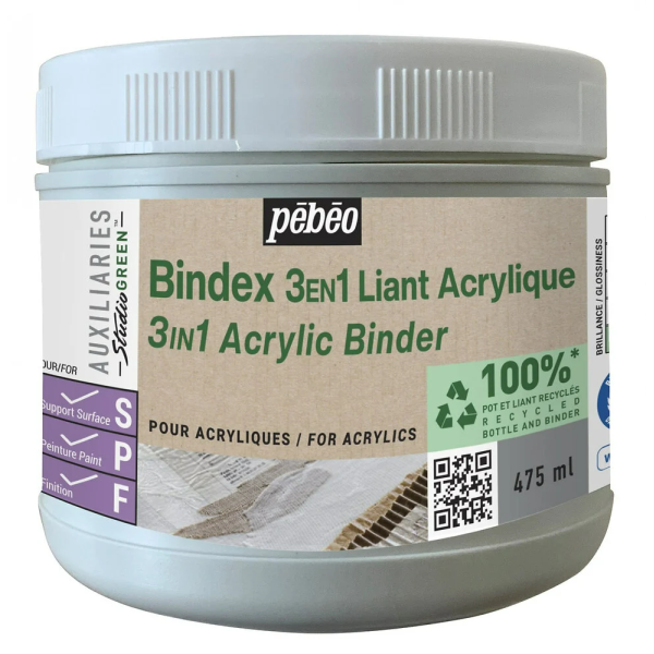 photo - Liant - Médium pour acrylique - Bindex 3en1 - Pébéo - Origins - 475ml