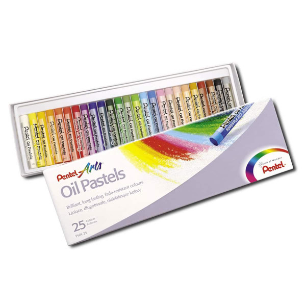 Craies - Pastels à l'huile - Boîte de 25 - Couleurs lumineuses - Pentel Arts
