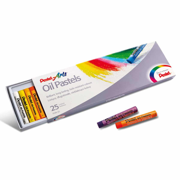 Craies - Pastels à l'huile - Boîte de 25 - Couleurs lumineuses - Pentel Arts