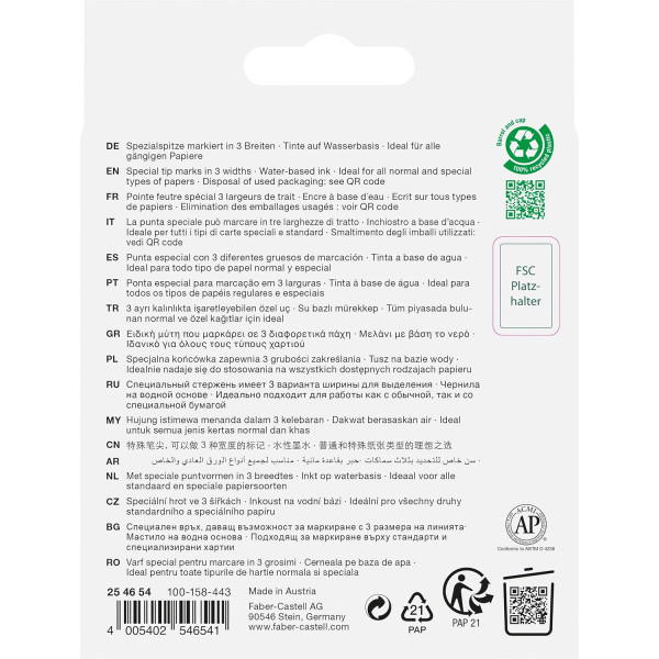 Etui de 4 surligneurs TL 1546 Faber-Castell assortiment pastel