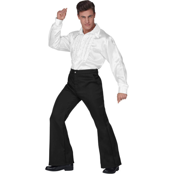 Déguisement - Années 70 - Pantalon patte d'eph - Noir - Adulte - Homme - Taille S/M
