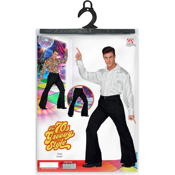 Déguisement - Années 70 - Pantalon patte d'eph - Noir - Adulte - Homme - Taille L/XL