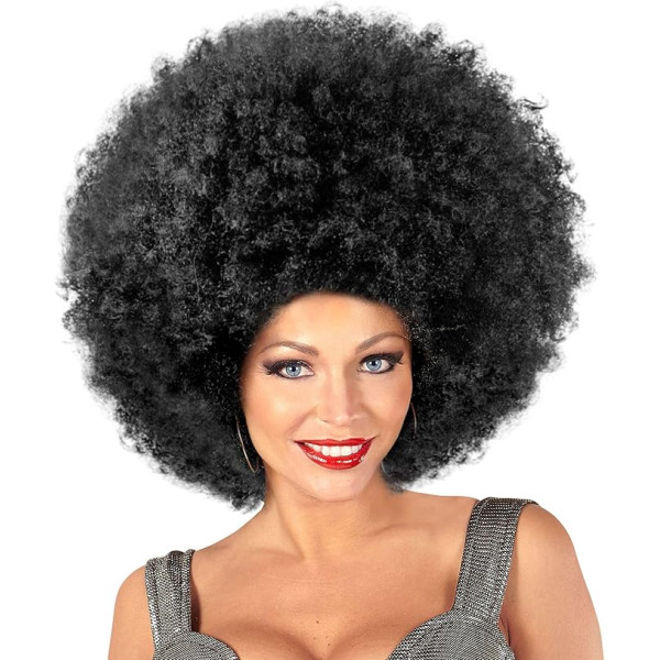 photo-Perruque - Coupe afro - Noir - Bouclée - Déguisement - Taille unique - Adulte