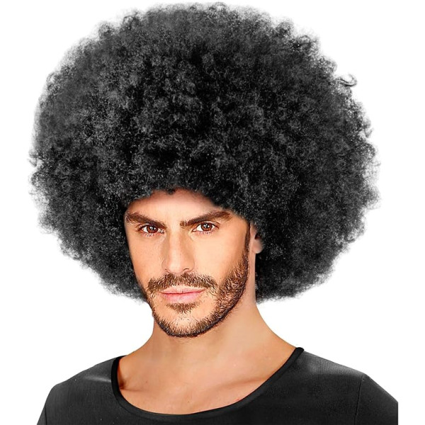 Perruque - Coupe afro - Noir - Bouclée - Déguisement - Taille unique - Adulte