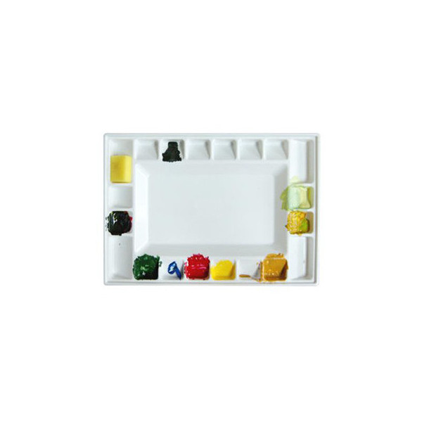 photo -Palette de peinture - Antisèche - Rectangulaire - Plastique - Blanc - 20 compartiments