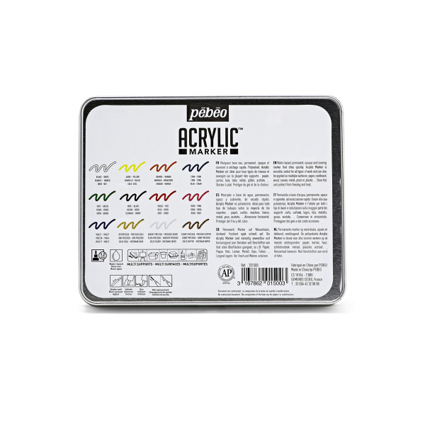 Marqueurs - Peinture acrylique - 12 couleurs - Pébéo - Acrylic Marker - Tous supports