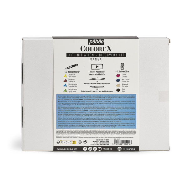 Encre - Aquarelle - Colorex - Pébéo - Coffret Manga - 4 couleurs + marqueurs + accessoires