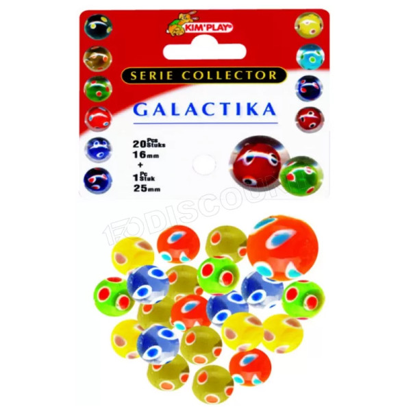 photo-Billes - Galactika - Filet de 20 billes + 1 calot - Jeu de récréation - Enfant