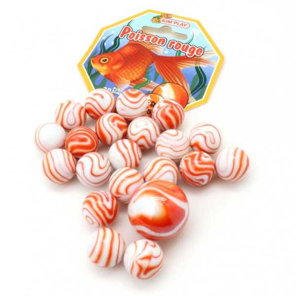 photo-Billes - Poisson rouge - Filet de 20 billes + 1 calot - Jeu de récréation - Enfant