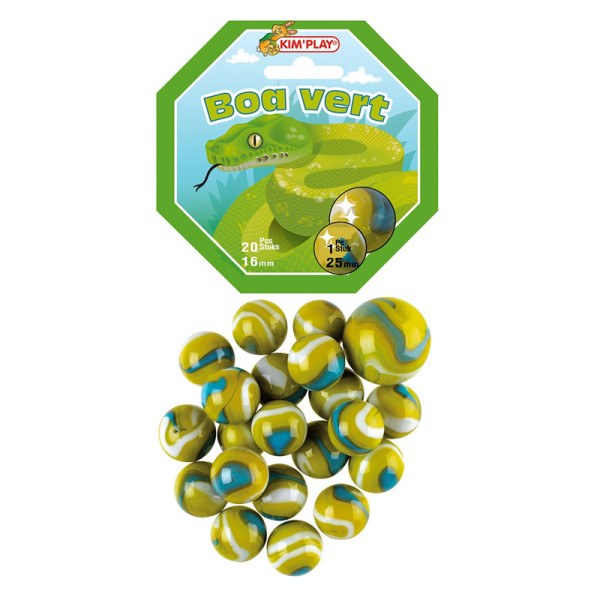 photo-Billes - Boa vert - Filet de 20 billes + 1 calot - Jeu de récréation - Enfant