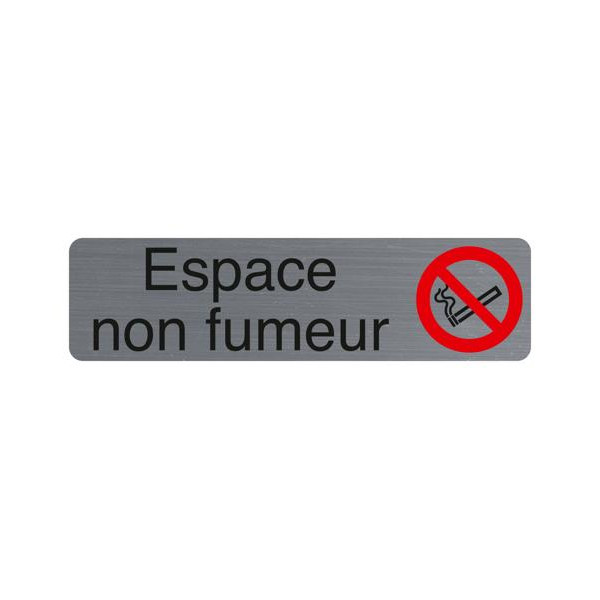 photo-Plaque adhésive - Espace non fumeur - Imitation alu - 16,5x4,4cm - Signalétique