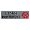 photo-Plaque adhésive - Espace non fumeur - Imitation alu - 16,5x4,4cm - Signalétique