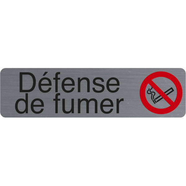 photo-Plaque adhésive - Défense de fumer - Imitation alu - 16,x4,4cm - Signalétique