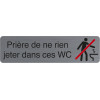 photo-Plaque adhésive - Ne rien jeter dans les WC - Imitation alu - 16,x4,4cm - Signalétique