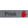 photo-Plaque adhésive - Privé - Avec pictogramme - Imitation alu - 16,x4,4cm - Signalétique