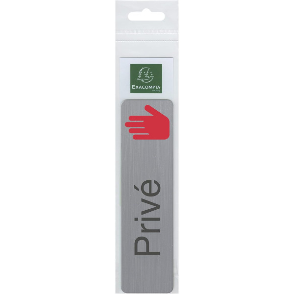Plaque adhésive - Privé - Avec pictogramme - Imitation alu - 16,5x4,4cm - Signalétique