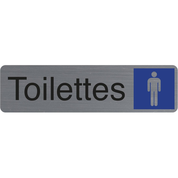 photo-Plaque adhésive - Toilettes homme - Imitation alu - 16,x4,4cm - Signalétique