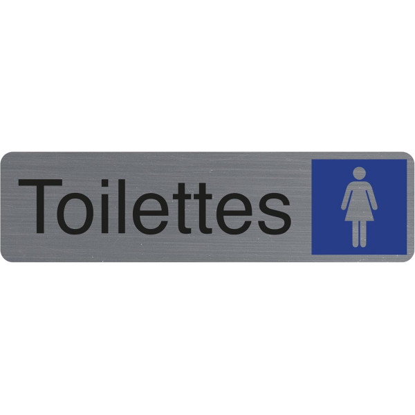 photo-Plaque adhésive - Toilettes femme - Imitation alu - 16,x4,4cm - Signalétique