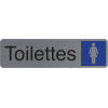 photo-Plaque adhésive - Toilettes femme - Imitation alu - 16,x4,4cm - Signalétique