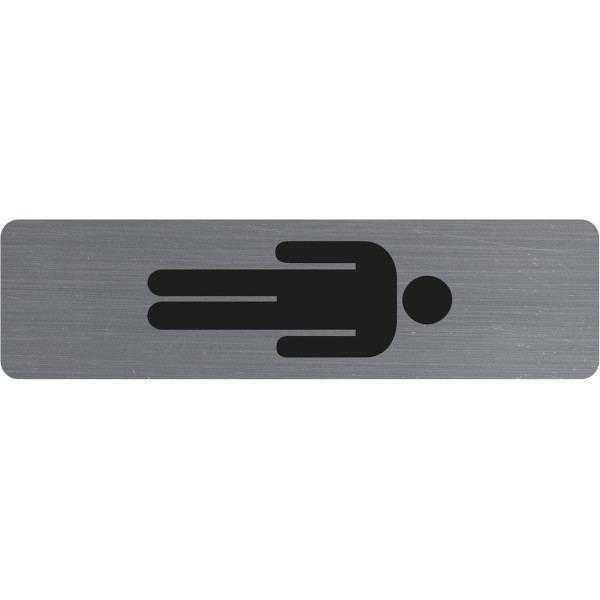 Plaque adhésive - Picto homme - Toilette - Imitation alu - 16,5x4,4cm - Signalétique