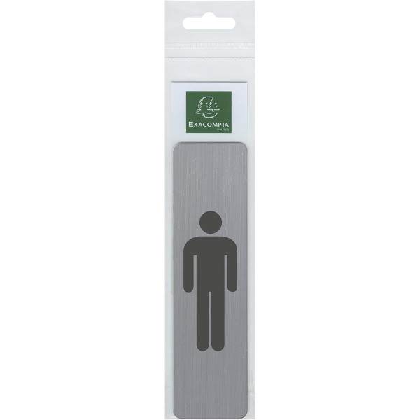 Plaque adhésive - Picto homme - Toilette - Imitation alu - 16,5x4,4cm - Signalétique