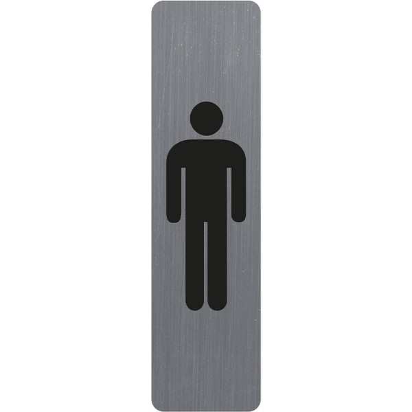 photo-Plaque adhésive - Picto homme - Toilette - Imitation alu - 16,x4,4cm - Signalétique