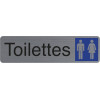 photo-Plaque adhésive - Toilette - Picto homme/femme - Imitation alu - 16,x4,4cm - Signalétique