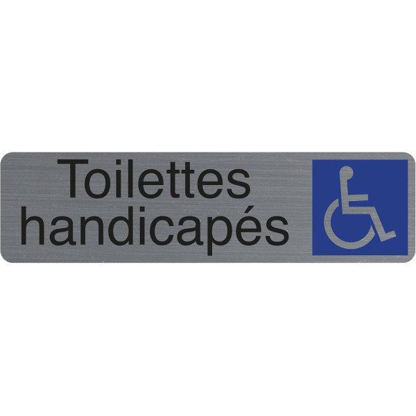 photo-Plaque adhésive - Toilettes handicapés - Imitation alu - 16,x4,4cm - Signalétique