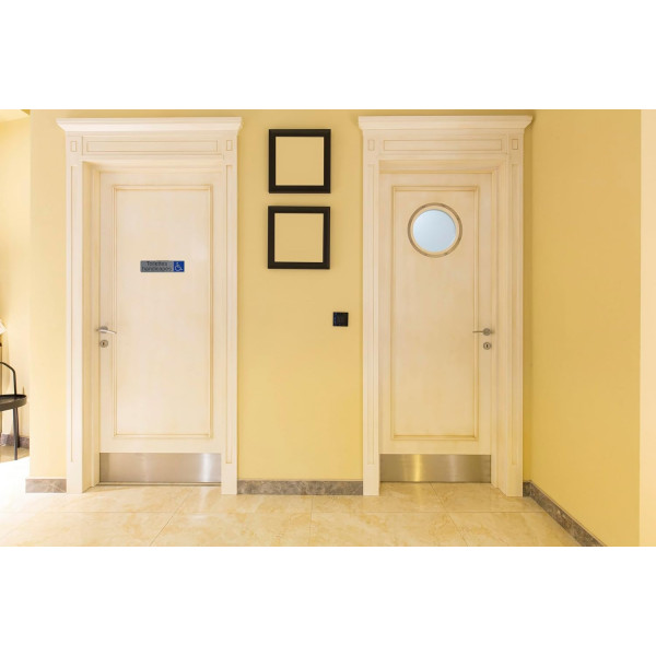 Plaque adhésive - Toilettes handicapés - Imitation alu - 16,5x4,4cm - Signalétique