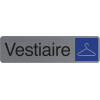 photo-Plaque adhésive - Vestiaire - Avec pictogramme - Imitation alu - 16,x4,4cm - Signalétique