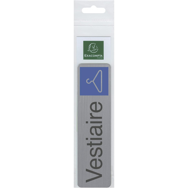 Plaque adhésive - Vestiaire - Avec pictogramme - Imitation alu - 16,5x4,4cm - Signalétique