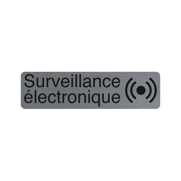 photo-Plaque adhésive - Surveillance électronique - Imitation alu - 16,x4,4cm - Signalétique