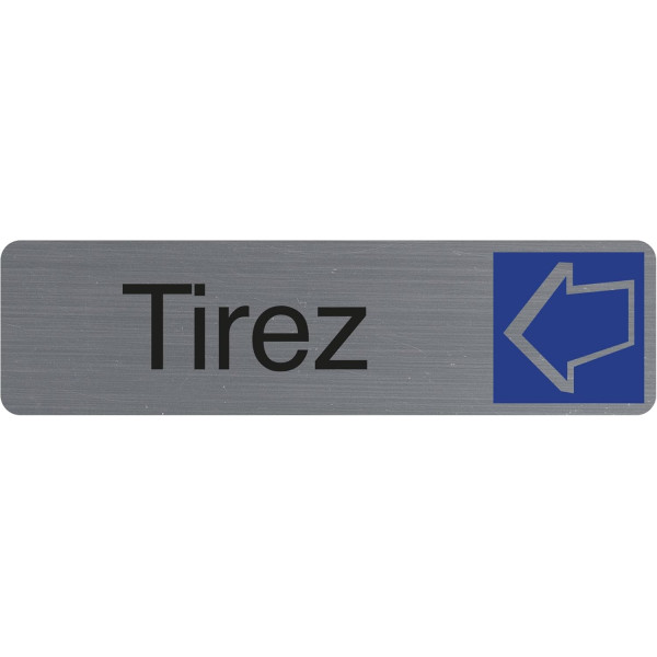 photo-Plaque adhésive - Tirez - Horizontal - Imitation alu - 16,5x4,4cm - Signalétique