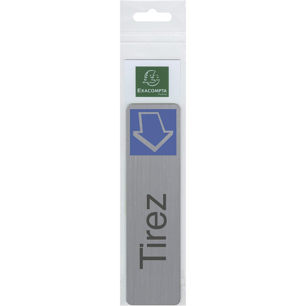 Plaque adhésive - Tirez - Horizontal - Imitation alu - 16,5x4,4cm - Signalétique