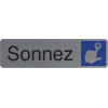 photo-Plaque adhésive - Sonnez - Avec pictogramme - Imitation alu - 16,5x4,4cm - Signalétique