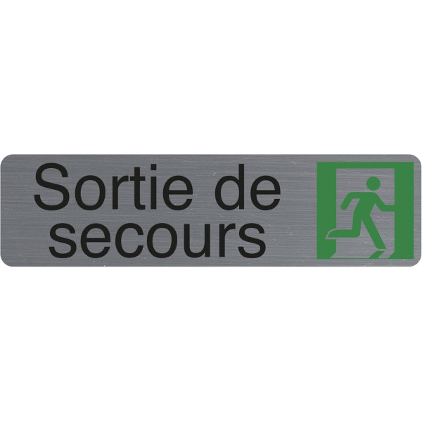 photo-Plaque adhésive - Sorite de secours - Imitation alu - 16,5x4,4cm - Signalétique